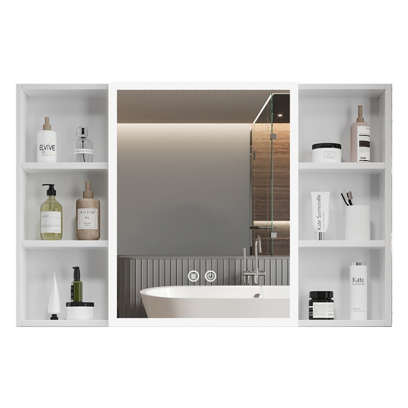 Armario de espejo de baño inteligente separado montado en la pared espejo de vestidor de baño estante de almacenamiento de aleación de aluminio con eliminación de luz y niebla