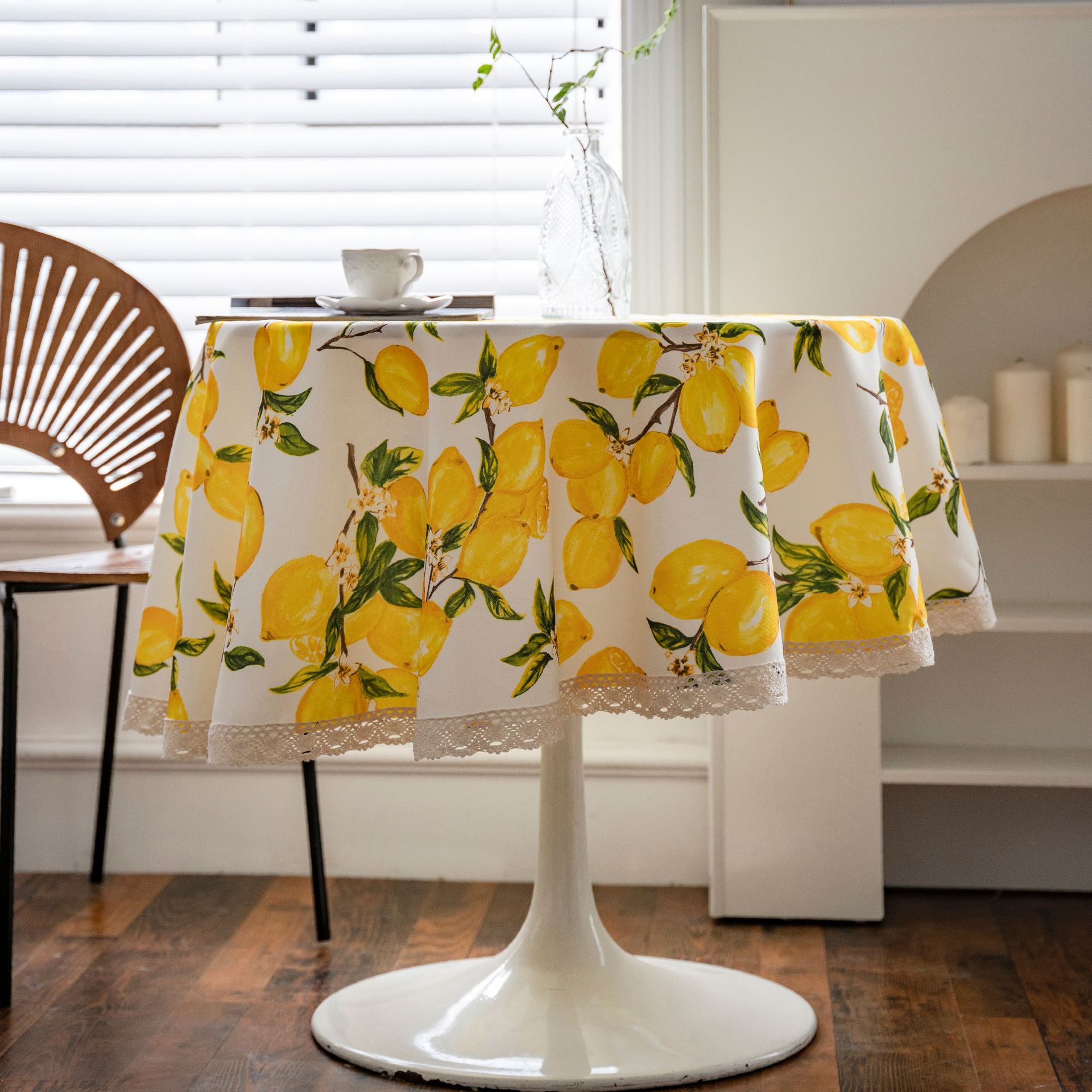 Qixin Tablecloth Fabric Lemon Print Small Fresh Round Tablecloth Ins Popular Table Mat