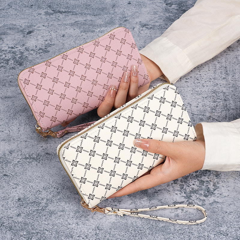 Portafoglio lungo da donna con cerniera, stile coreano, borsa per telefono, grande capacità, borsa alla moda per la mamma con clip per monete_voghion.com