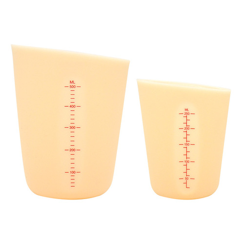 Silicone measuring cup 250ml with scale 500ml macaron soft milk cup liquid batter cup baking tool