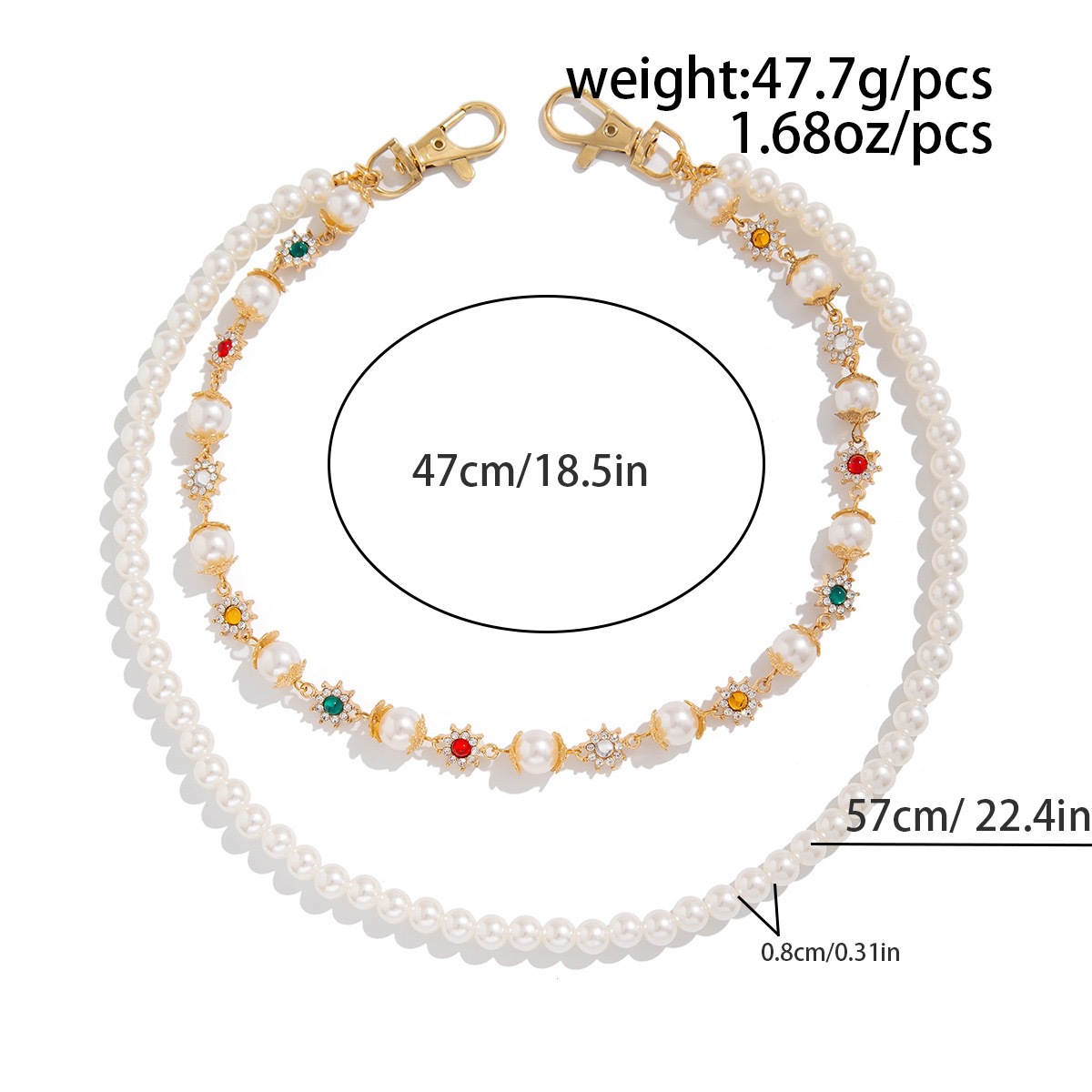 Pearl Small Flower Pants High-end Sense Hip-hop Niche Jeans Men's Waist Chain Accessories_voghion.com