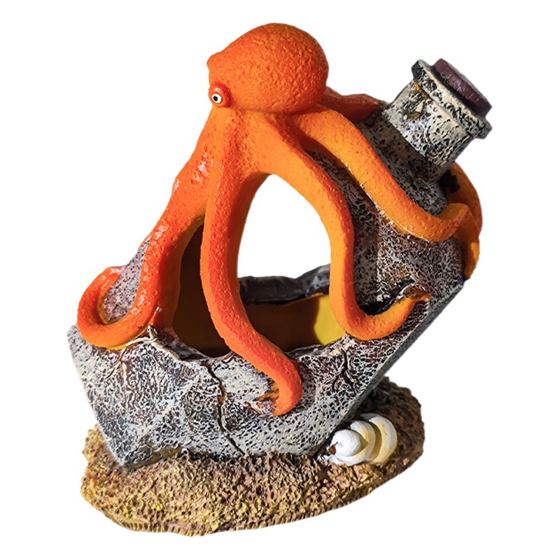 Pulpo gastado, botella de deriva gris, decoración de paisajismo de pecera, decoración de resina de acuario, peces y camarones para evitar las explosiones de la casa