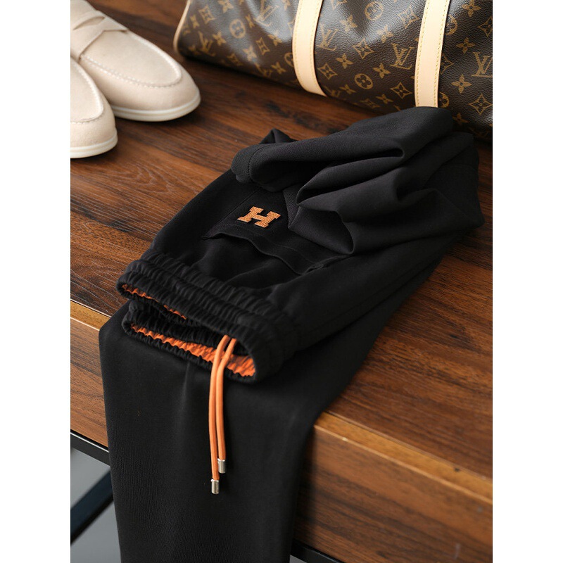 High-end European-style modal cotton blend casual pants for men, slim-fit, fashionable, trendy brand, letter-printed sports sweatpants