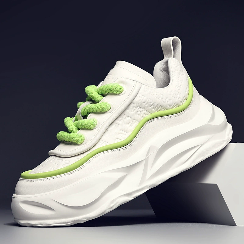 Мужская обувь осень-зима Новые громоздкие кроссовки с верхним слоем воловьей кожи на толстой подошве модная универсальная повседневная обувь модная обувь белые туфли