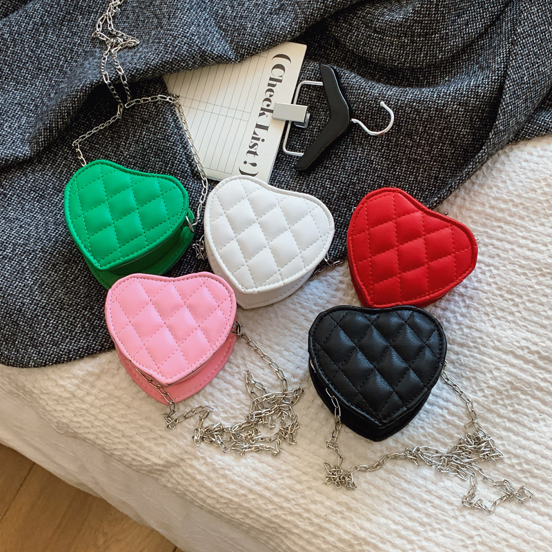 Cadena de moda, bolsos de hombro para niños y niñas, mini bolso de mensajero para bebés de color sólido simple, nuevo bolso de amor para niños