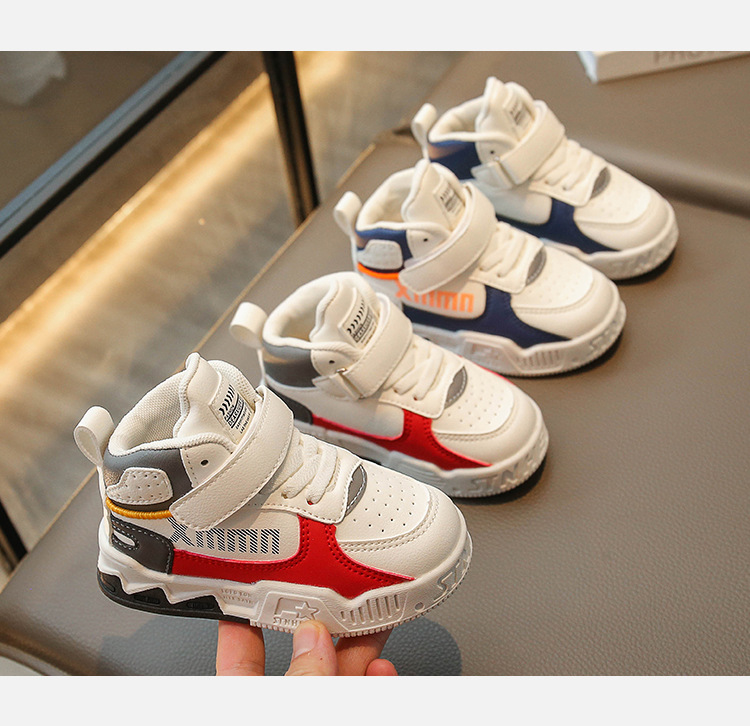 2024 primavera e autunno scarpe da basket in pelle per bambini scarpe da ginnastica alte per ragazzi scarpe da corsa da allenamento per bambini di piccole e medie dimensioni_voghion.com