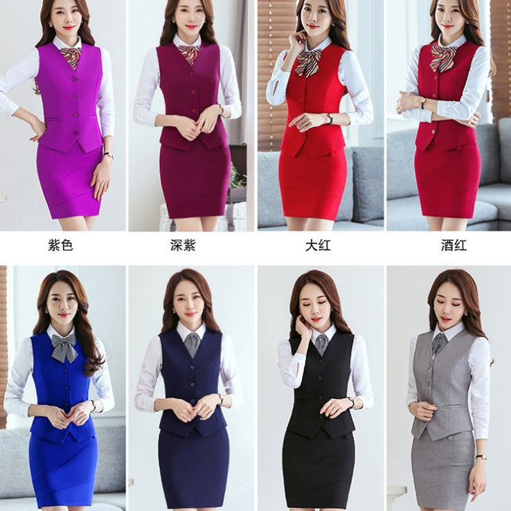 职业装套装女马甲背心春季2020新款气质马夹女正装酒店工作服短款