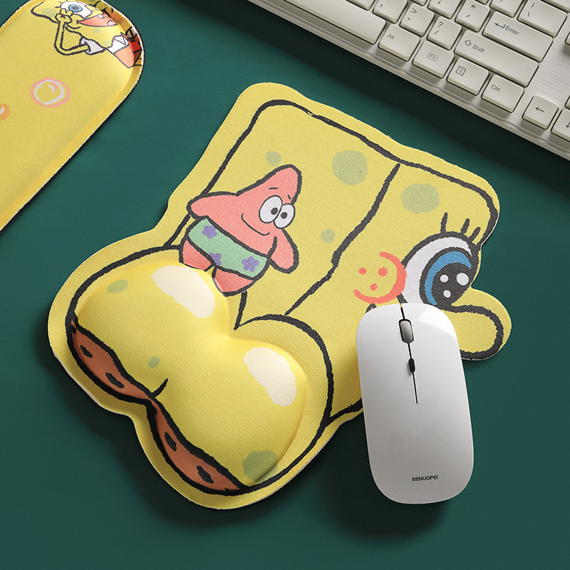 Protector de muñeca 3D lindos dibujos animados computadora portátil de oficina es memoria algodón muñeca de goma protector de muñeca de color sólido