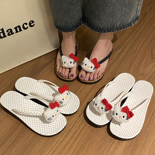 2025 New Wave Point Fashion Wedge Flip Flops Home Indoor Non-slip Slippers Women's Outer Wear Clip Sandals for Women