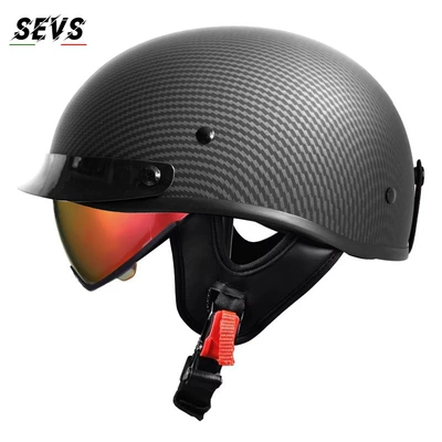 Motosiklet kaskı (dəbilqə) – 3C certified retro motorcycle helmet - yacarbon-aurora-red-mirror-m