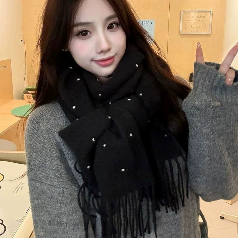 Solid rainbow winter scarf, universal keep warm cloak for students, high-quality style, Korean style, increased thickness