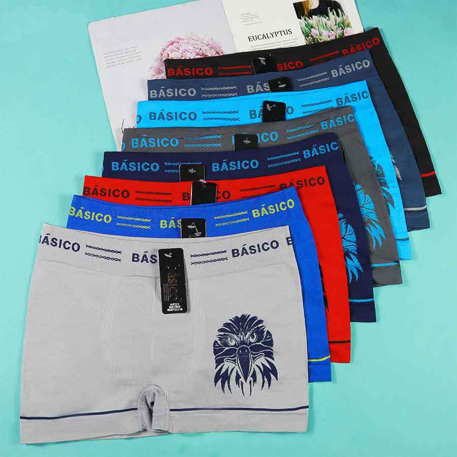 Calzoncillos bóxer deportivos transpirables de poliéster elástico sin costuras para hombres de comercio exterior, calzoncillos bóxer casuales para jóvenes.