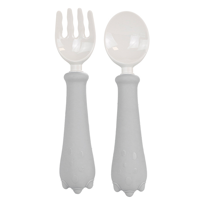 공룡 PPSU 긴 손잡이 포크 스푼-라이트 그레이