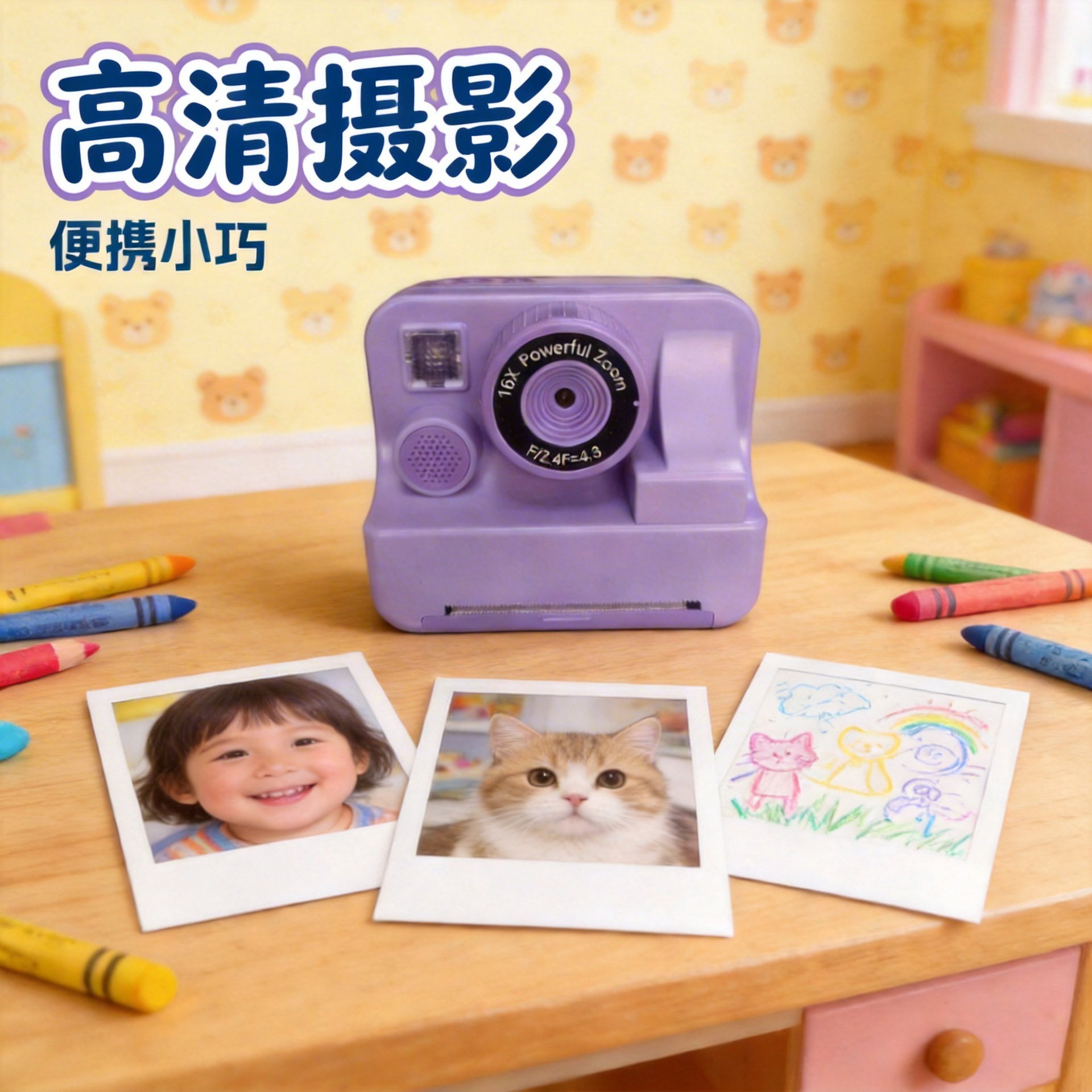 Cross-Border Foreign Trade Amazon Children's Student Polaroid Color Printing Camera High-Definition Display Photo Digital Camera