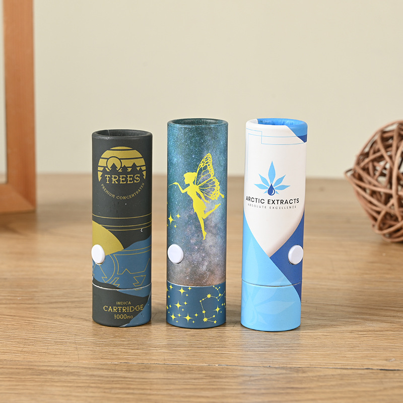 安全锁扣迷你纸罐定制电子烟唇膏圆筒包装盒防儿童卡扣纸筒