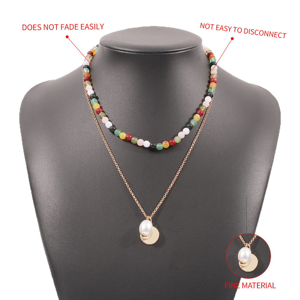 Fashion Imitation Pearl Disc Contrast Color Necklace display picture 5