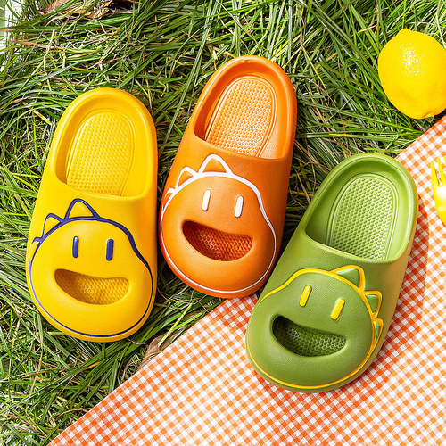 Happy Mary Dinosaur Slippers Children's Indoor Silent Summer Baby Home Shoes Bathroom Cute Baotou Sandals