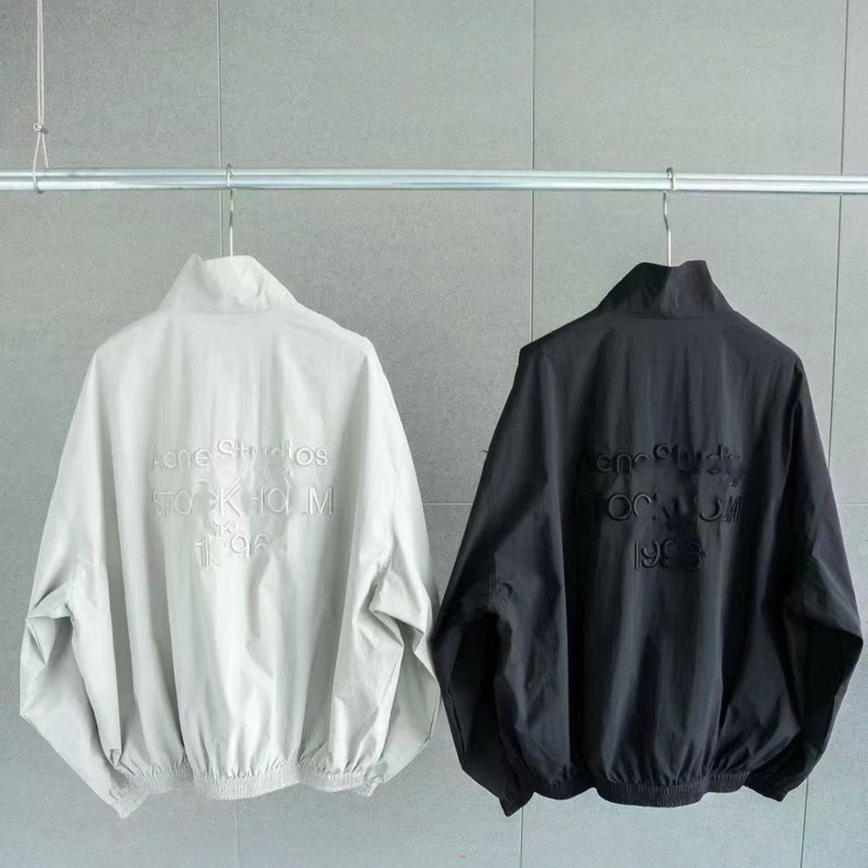 High-End Ac1996 Series Embroidered Stand-Collar Jacket, Unisex Loose Casual Outerwear, Trendy Hong Kong Style with Zipper High-End Ac1996 Series Embroidered Stand-Collar Jacket, Unisex Loose Casual Outerwear, Trendy Hong Kong Style with Zipper