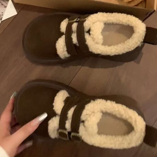 High-face-value platform sole all-inclusive retro plus velvet platform Birken shoes for women's height increasing and thick warm shoes New autumn and winter