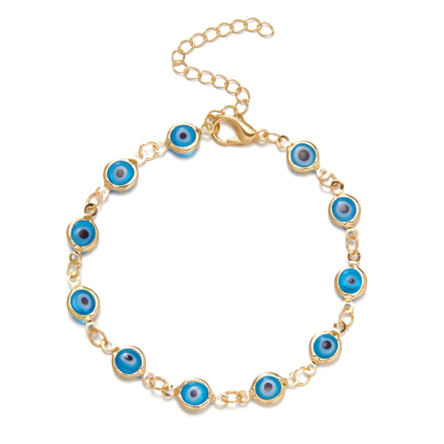 Браслет Gangmai Jewelry BR22Y0176 — 6 мм сплав защитное «глаза-злой глаз» регулируется 16+5 см