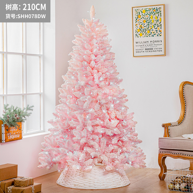 Cruzar la frontera nuevo lujo cifrado árbol de Navidad grande PE simulación árbol rosa azul macaron nieve árbol brillante Navidad