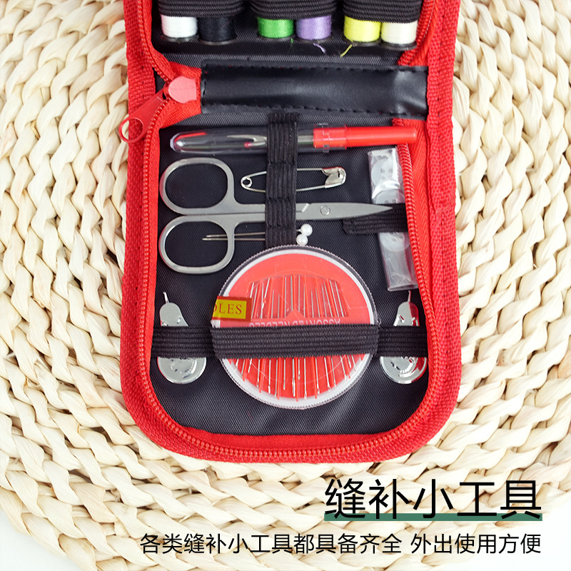 家庭用裁縫キット 10 個セットポータブル縫製ツール縫製と修理裁縫箱多機能赤い生地裁縫キット|undefined