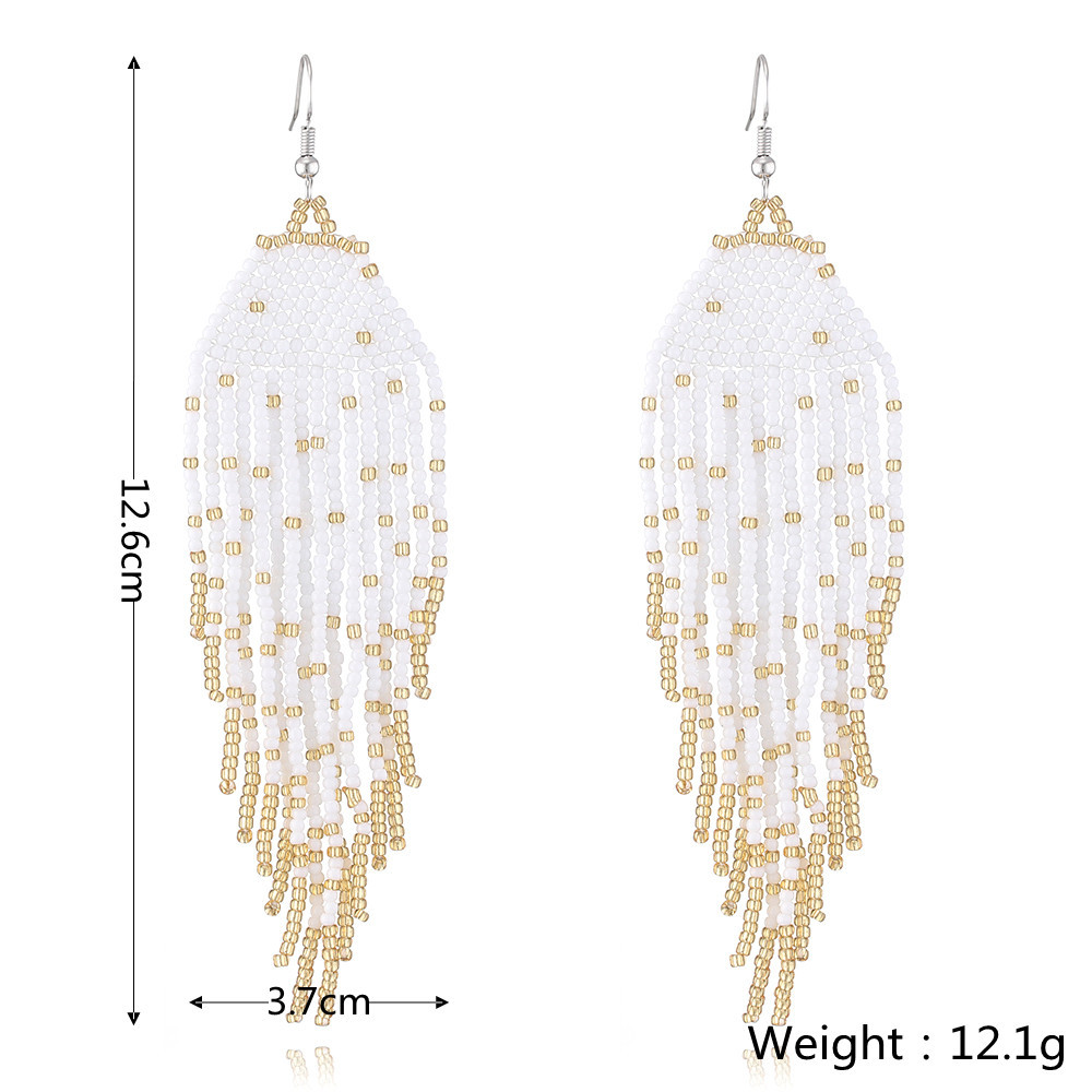 15g Weight 1 Pair Bohemian Tassel Beaded Drop Earrings