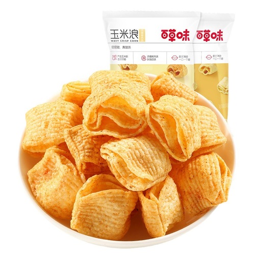Baicaowei Corn Waves 40g Corn Potato Crisps, Crispy Puffs, Snack Food for Wholesale