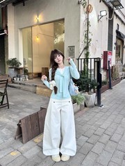 260克人棉拼色假兩件綁帶長袖T恤女修身撞色辣妹顯瘦正肩打底衫潮