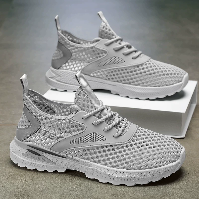Мужские летние кроссовки 2025 года, сетчатые, тонкие, дышащие, нескользящие, спортивные, с мягкой подошвой, модные, повседневные.