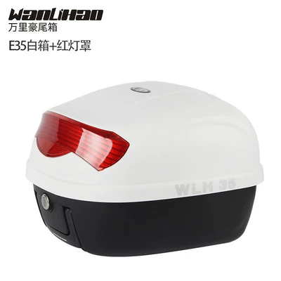 tail box, electric vehicle | Motorcycle trunk - e35-white-box-red-lampshade