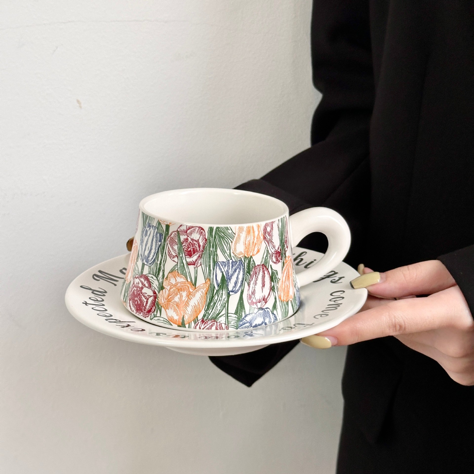 Tazas de café de estilo medieval, tazas de cerámica de alta calidad, tazas de té de la tarde, regalo para chicas