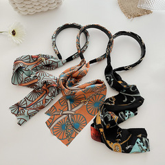 復古長飄帶民族風發箍夏布藝緞面鏈條蝴蝶結可編發頭箍頭飾女