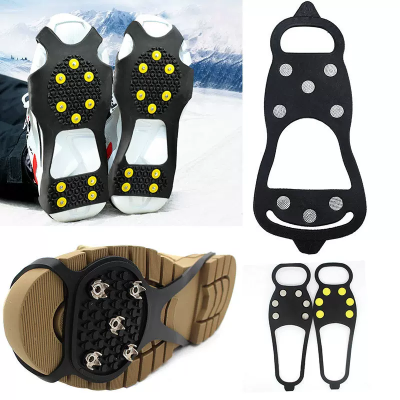 跨境硅胶防滑冰爪鞋套冬季户外运动雪地登山攀岩防滑冰爪鞋套批发