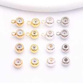 14K包金带圈硅胶塞定位调节珠diy手工饰品配件材料包项链手链隔珠