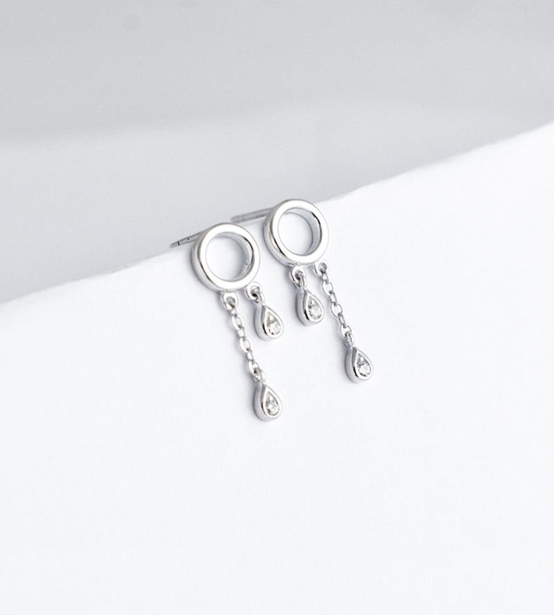 1 Pair IG Style Water Droplets Copper Zircon Drop Earrings display picture 2