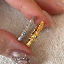 银饰新款S925纯银金竹报平安纯手工拉丝竹节戒指环高级感日常