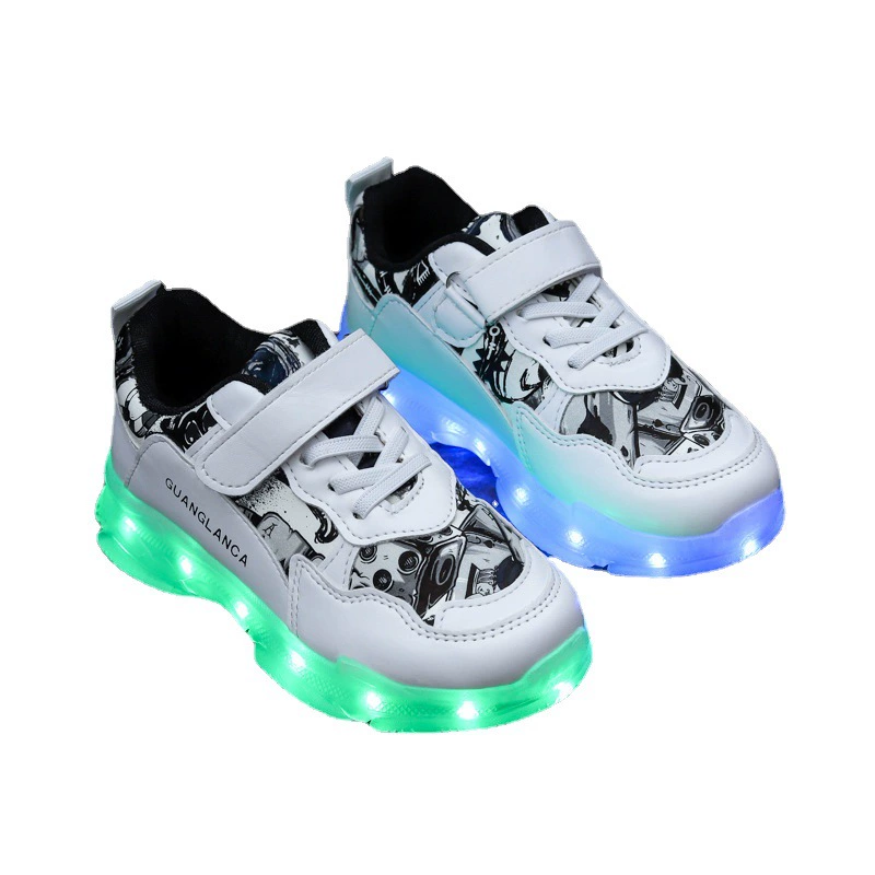 Фабричная прямая светодиодная светящаяся обувь USB перезаряжаемая мигающая обувь с подсветкой светящаяся детская обувь кроссовки для отдыха мальчиков и девочек