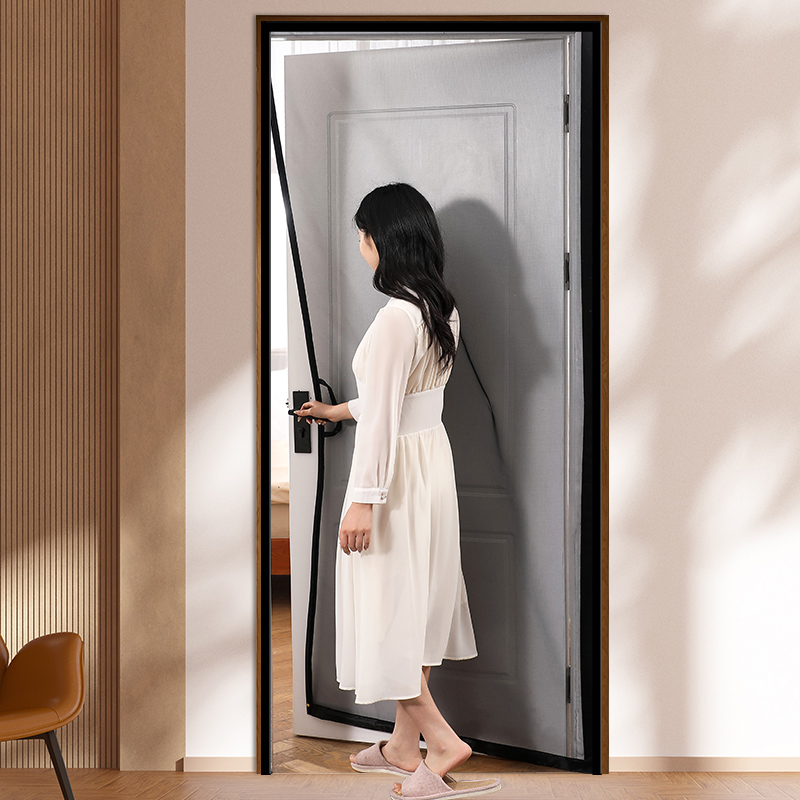 Cortina de puerta anti-mosquitos de banda magnética completa abierta lateral magnética auto-succión sin perforación de malla de fibra de vidrio doméstica dormitorio velcro auto-adhesivo