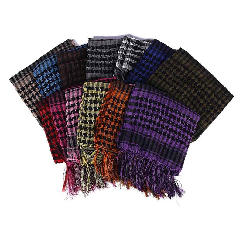 New Amazon Foreign Trade Houndstooth Square Scarf, Houndstooth Scarf, Square Scarf with Tassels Wholesale