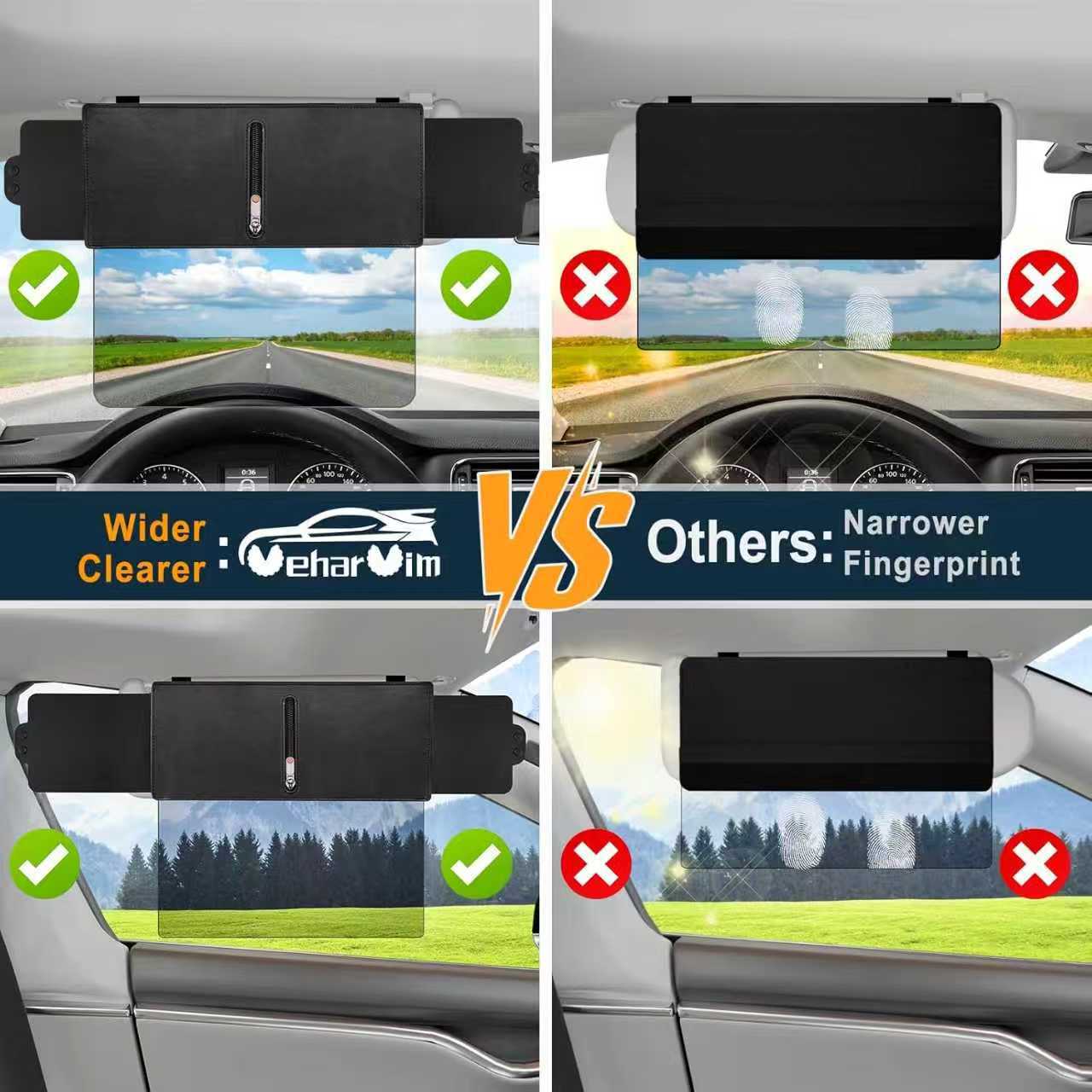 Cross-Border New Model Car Polarized Sun Visor with Zipper Extension, Polarized Anti-Glare Mask, Anti-Glare Three-Sided Shading