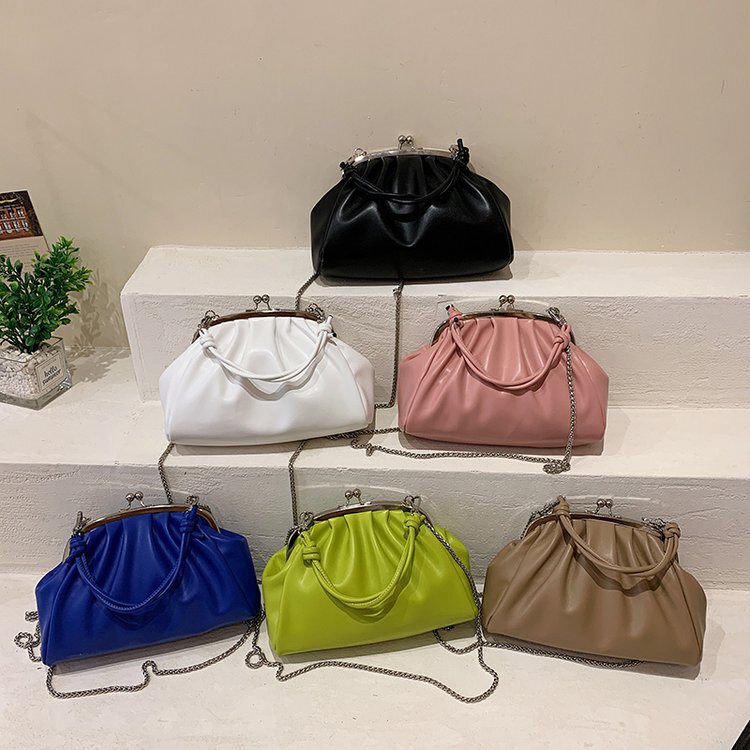 2022 Summer New Folded Bag Shoulder Bag Lock Street Trendy Elegant Western Style Crossbody Women's Bag ins