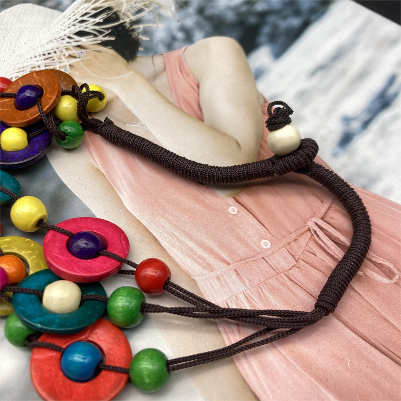 Cuentas collar transfronterizo collar de madera anti-alergia retro estilo étnico comercio exterior angustiado joyería