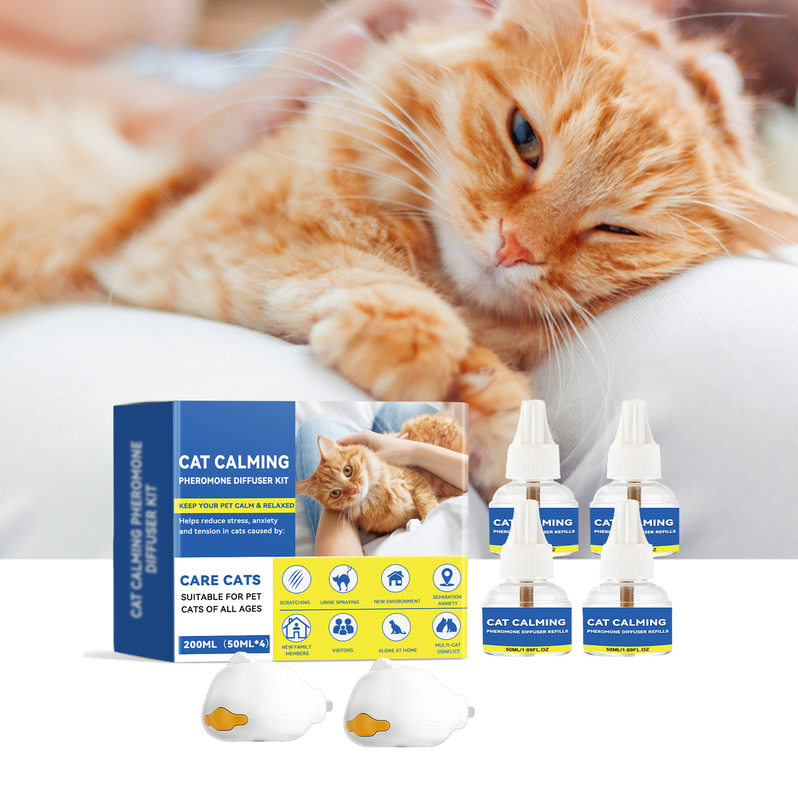 Cat Emotion Diffuser Cat Comfort Pheromone Diffuser Set Natural Ingredients Suitable for Cats Long-Term Use