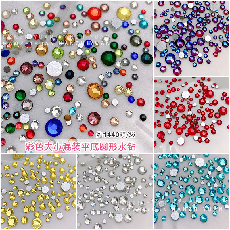 Cross-Border Popular Colorful Large and Small Round Rhinestones Nail Art Decorations Flat-Back Rhinestones Mixed Pack Little Monkey Nail Decorations Wholesale Cross-Border Popular Colorful Large and Small Round Rhinestones Nail Art Decorations Flat-Back Rhinestones Mixed Pack Little Monkey Nail Decorations Wholesale