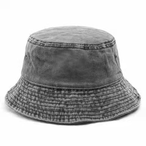 Hong Kong style retro washed denim fisherman hat couple fashion distressed short-brimmed basin hat breathable solid color cross-border spring and autumn