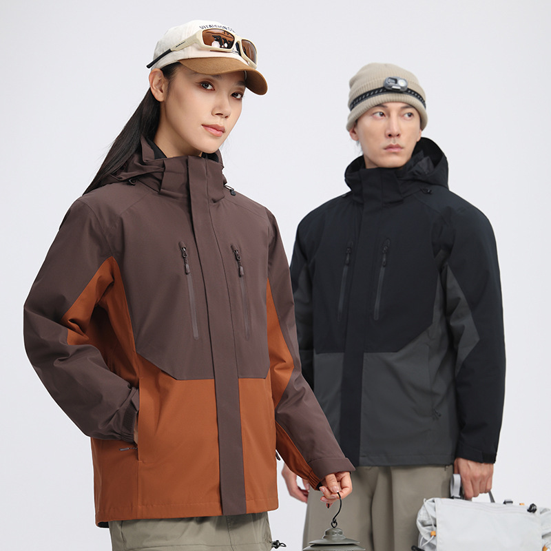 Business-style windbreaker for men and women, new autumn and winter outdoor windproof and warm travel mountaineering jacket, three-in-one waterproof coat