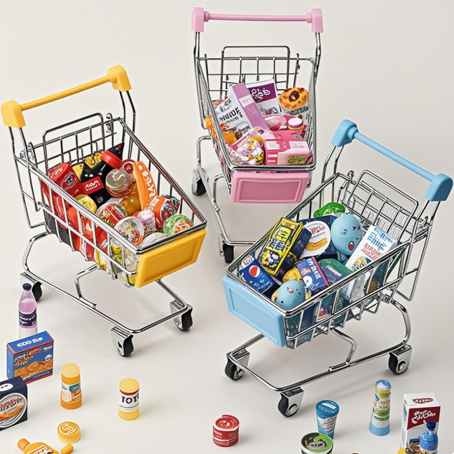 Small children's realistic shopping cart