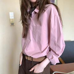 免烫~经典纯色基础长袖衬衫春秋女翻领2025新款百搭文艺衬衣上衣