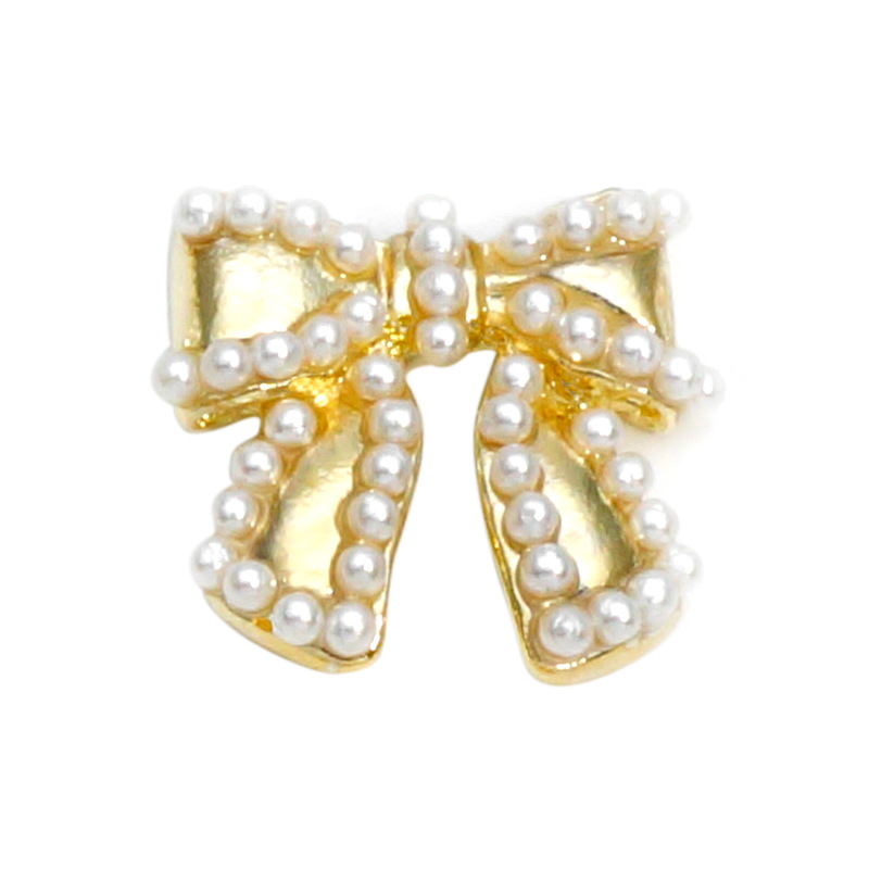 LZ nuevo rojo neto mismo estilo de uñas arco Aleación de uñas joyería arco de uñas de perlas de diamantes fábrica al por mayor